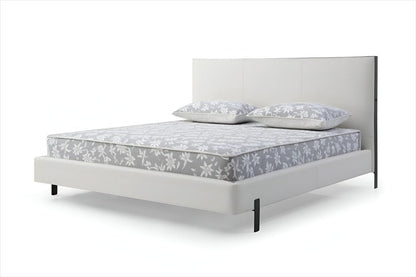 White Wood And Faux Leather King Bed Frame With USB HomeRoots