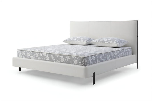 White Wood And Faux Leather King Bed Frame With USB HomeRoots