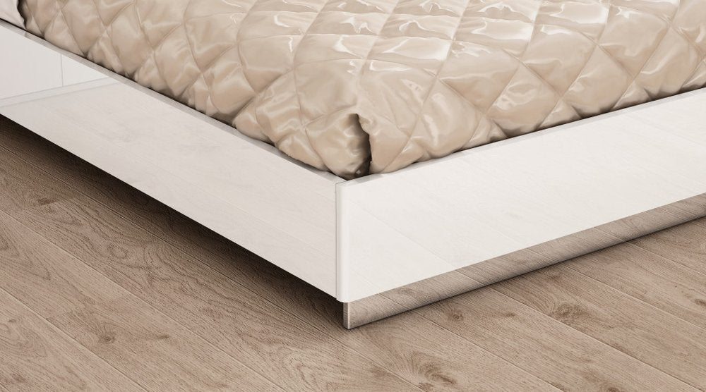 King White High Gloss Bed Frame with LED Headboard HomeRoots