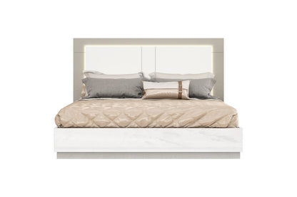 White And Taupe Wood Queen Bed Frame HomeRoots