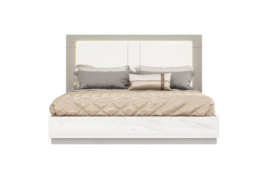 White And Taupe Wood Queen Bed Frame HomeRoots