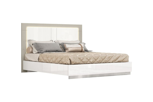 White And Taupe Wood Queen Bed Frame HomeRoots