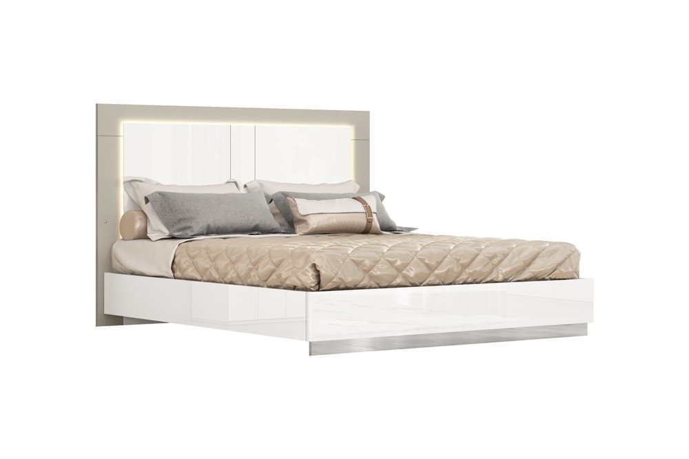 White And Taupe Wood Queen Bed Frame HomeRoots