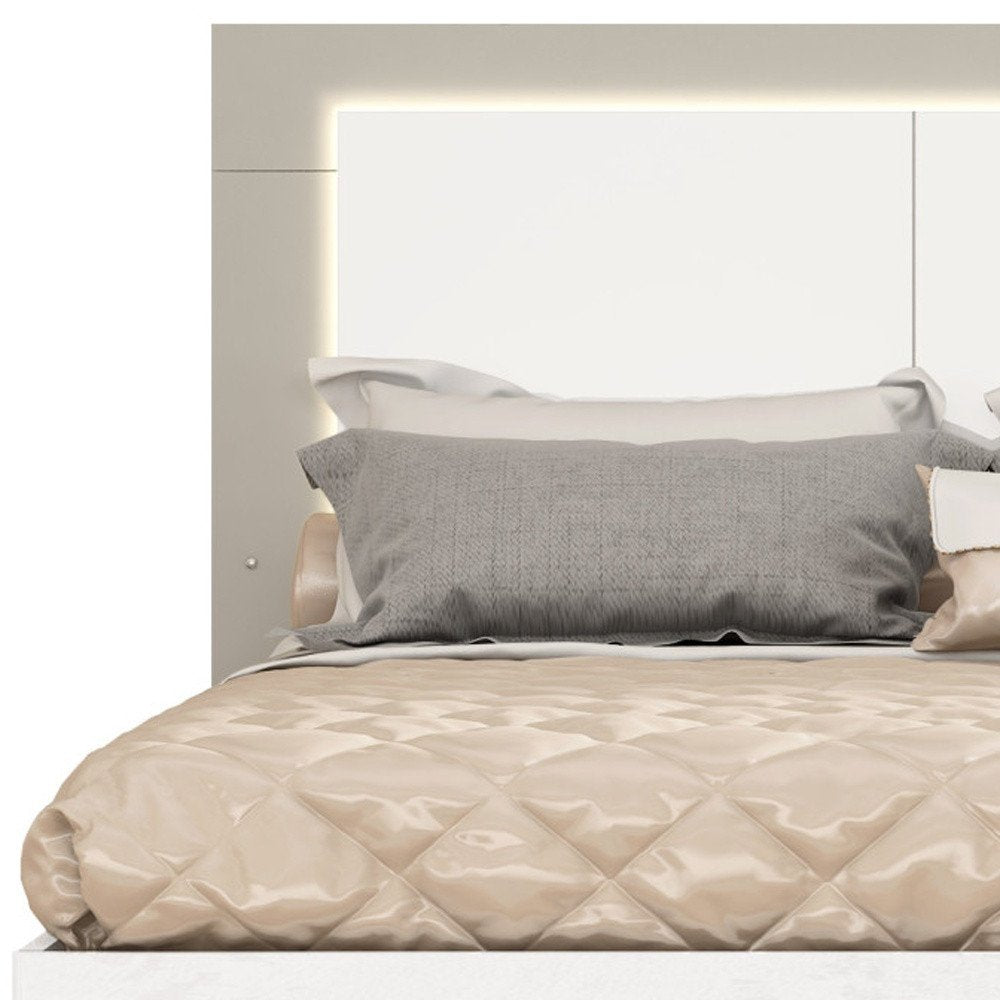 White And Taupe Wood Queen Bed Frame HomeRoots