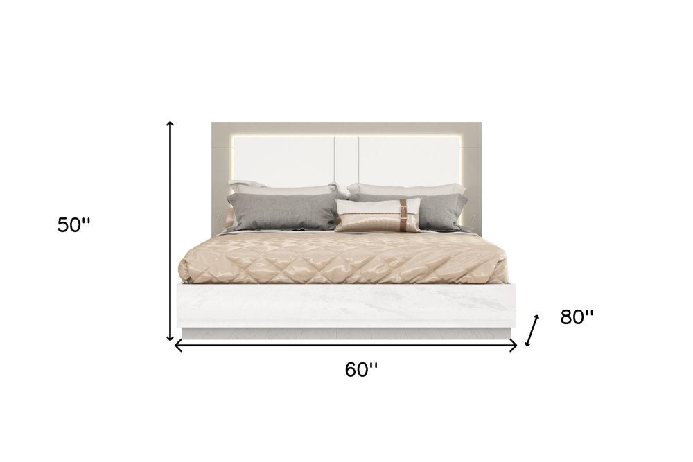 White And Taupe Wood Queen Bed Frame HomeRoots