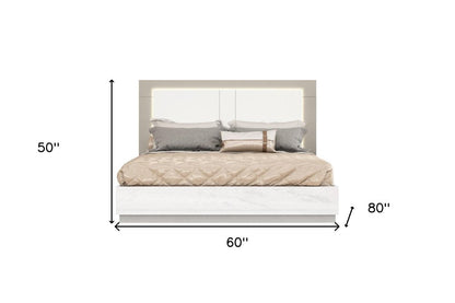 White And Taupe Wood Queen Bed Frame HomeRoots