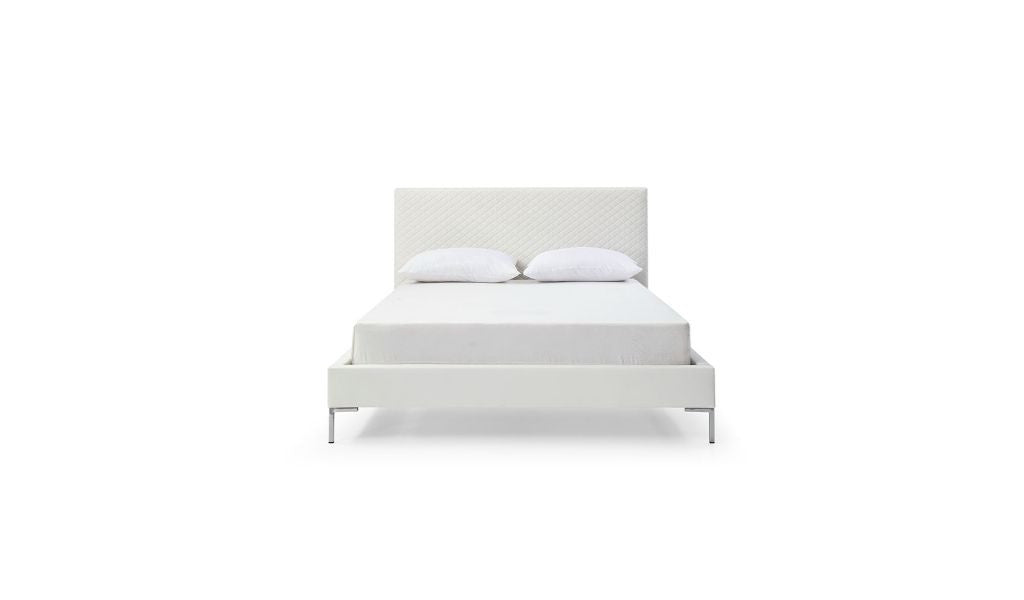Full White Upholstered Faux Leather Bed