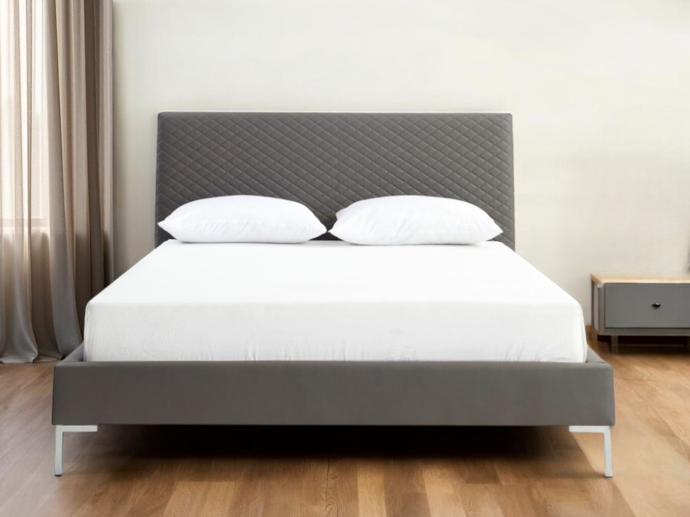 Dark Gray Faux Leather Queen Bed Frame HomeRoots