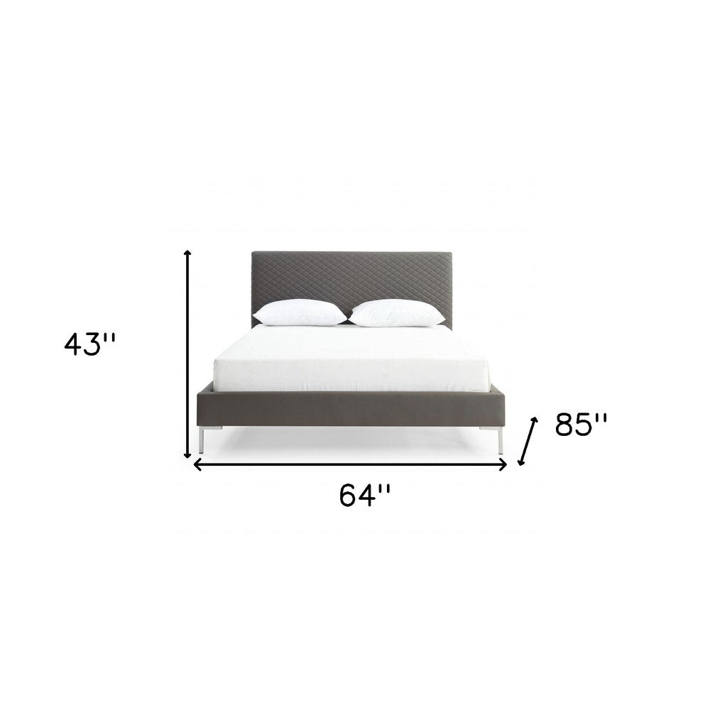 Dark Gray Faux Leather Queen Bed Frame HomeRoots