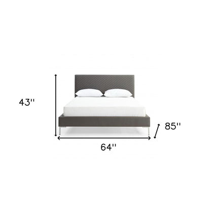 Dark Gray Faux Leather Queen Bed Frame HomeRoots