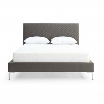 Dark Gray Faux Leather Queen Bed Frame HomeRoots