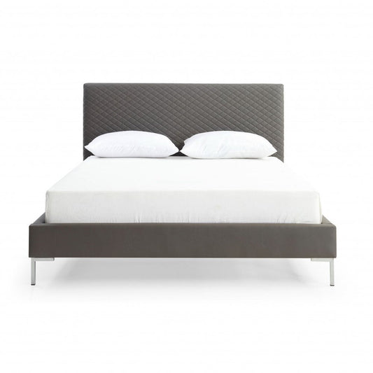 Dark Gray Faux Leather Queen Bed Frame HomeRoots