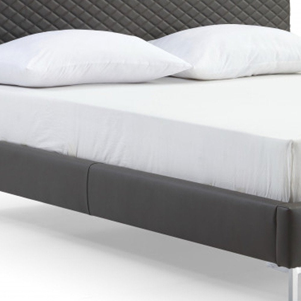Dark Gray Faux Leather Queen Bed Frame HomeRoots