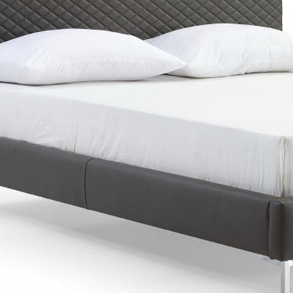 Dark Gray Faux Leather Queen Bed Frame HomeRoots