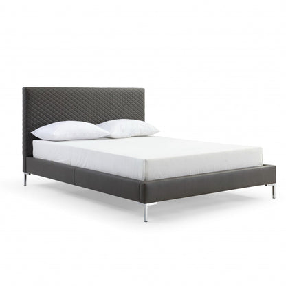 Dark Gray Faux Leather Queen Bed Frame HomeRoots