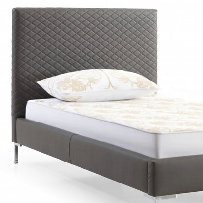 Gray and Dark Gray Wood And Faux Leather Twin Bed Frame HomeRoots