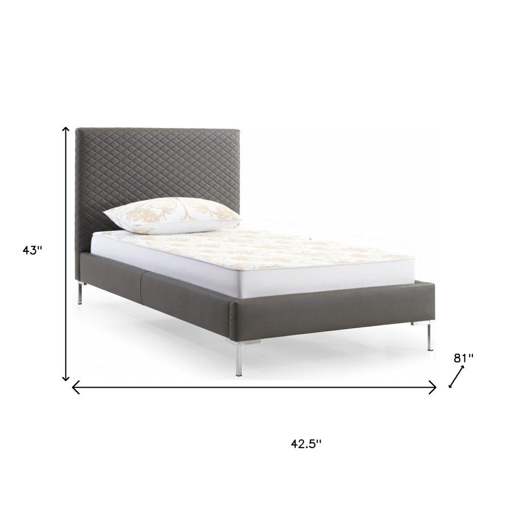 Gray and Dark Gray Wood And Faux Leather Twin Bed Frame HomeRoots