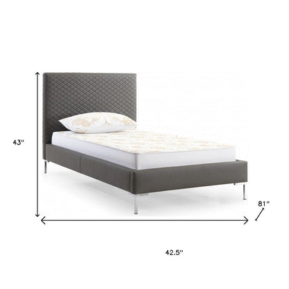 Gray and Dark Gray Wood And Faux Leather Twin Bed Frame HomeRoots