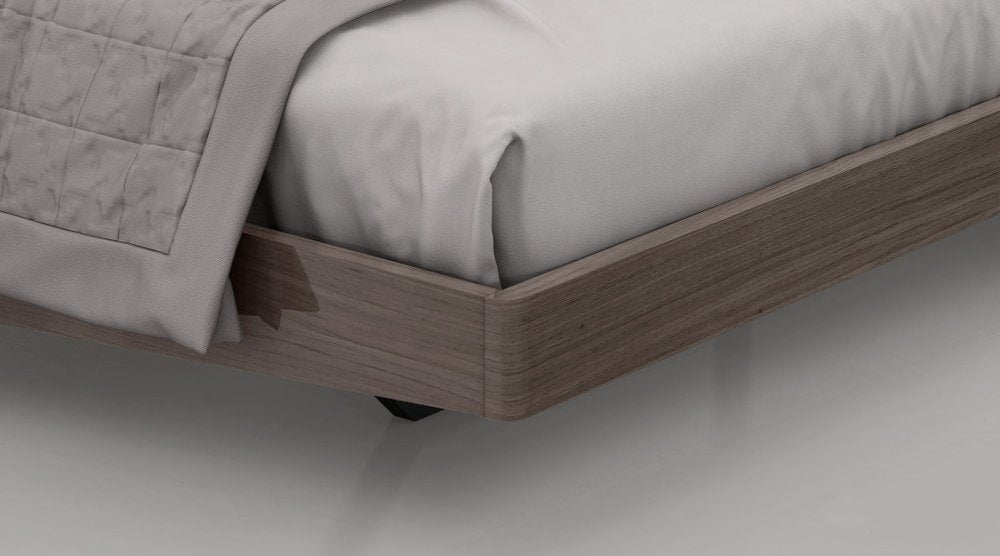 King Grey Upholstered Faux Leather and Ivory Gloss Bed Frame HomeRoots