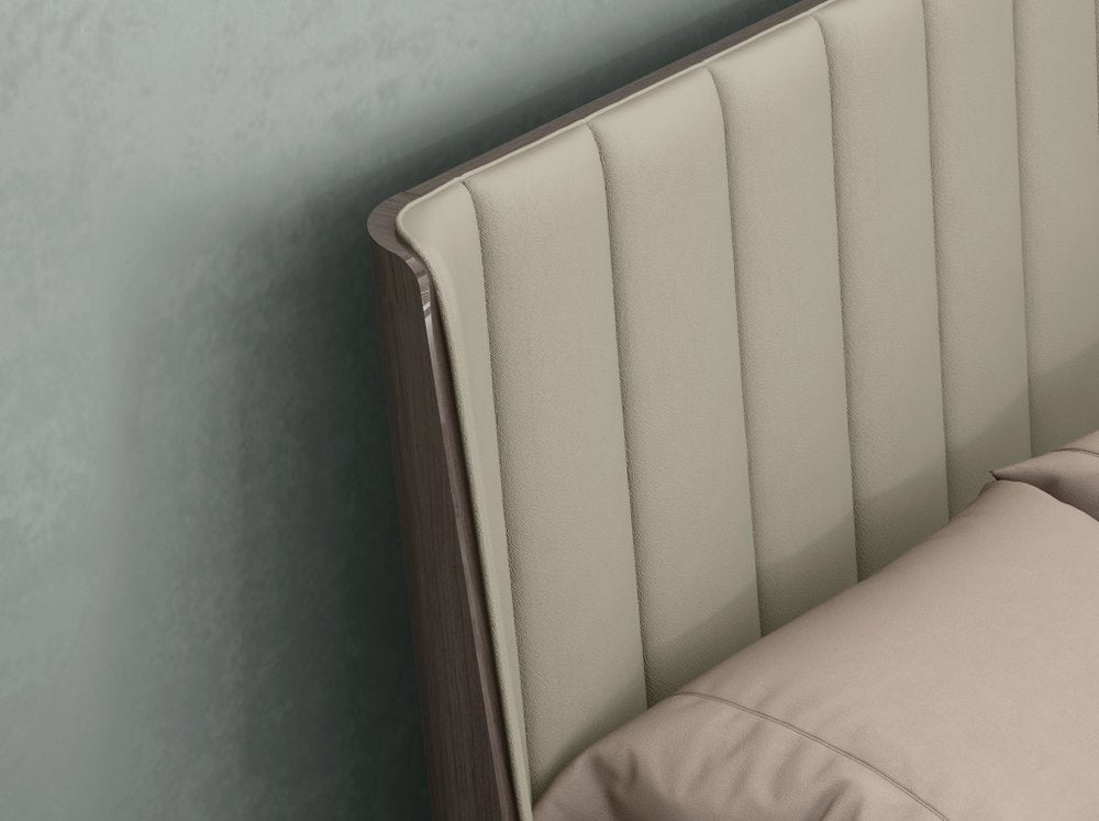 King Grey Upholstered Faux Leather and Ivory Gloss Bed Frame HomeRoots