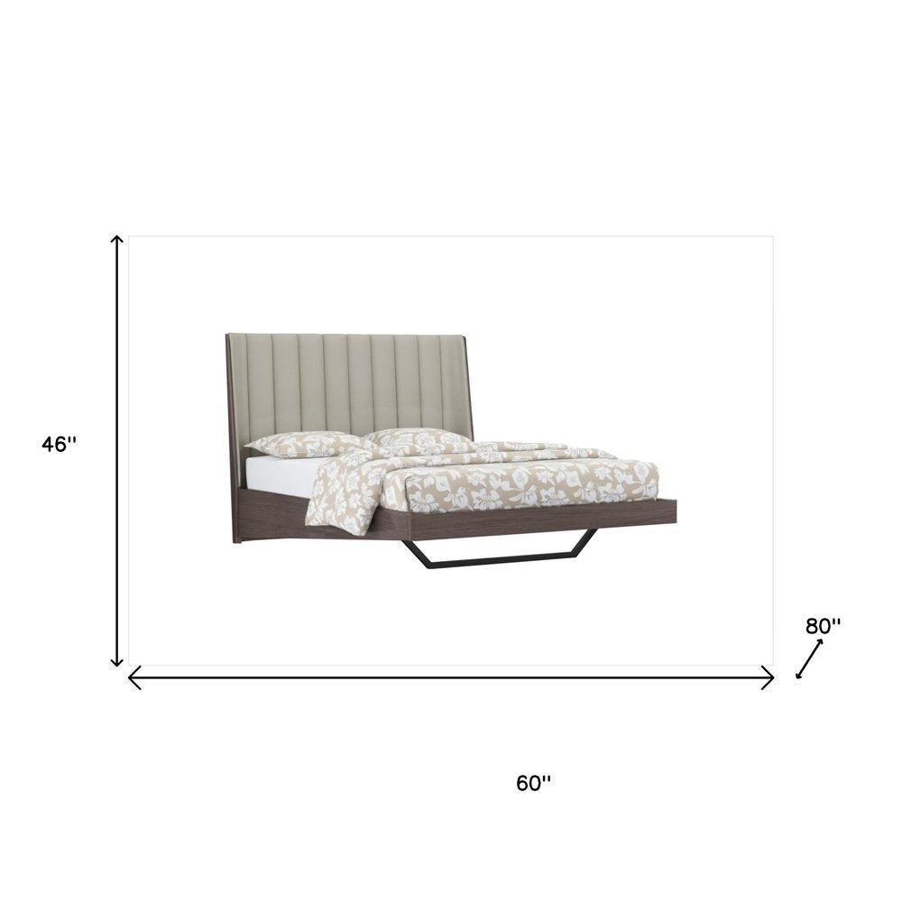 Queen Grey Upholstered Faux Leather and Ivory Gloss Bed Frame HomeRoots