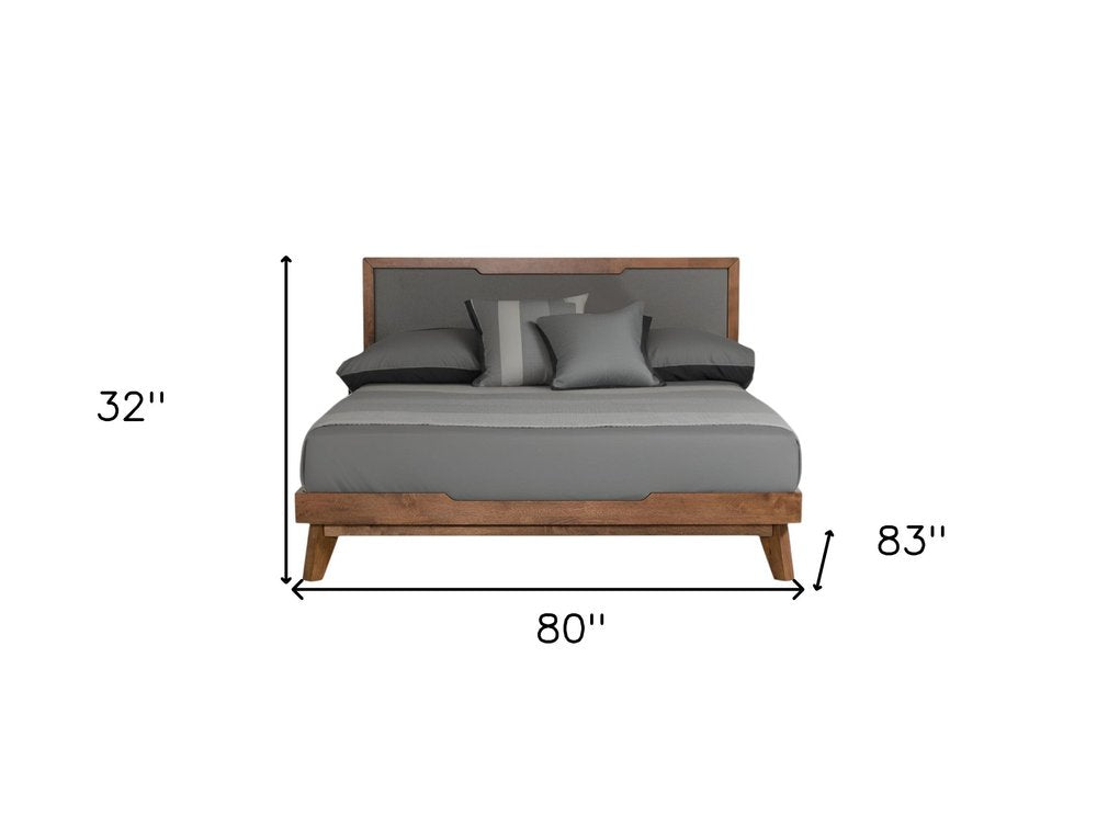 Gray and Brown Wood And Linen King Bed Frame HomeRoots