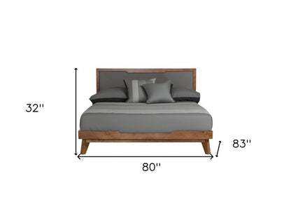 Gray and Brown Wood And Linen King Bed Frame HomeRoots