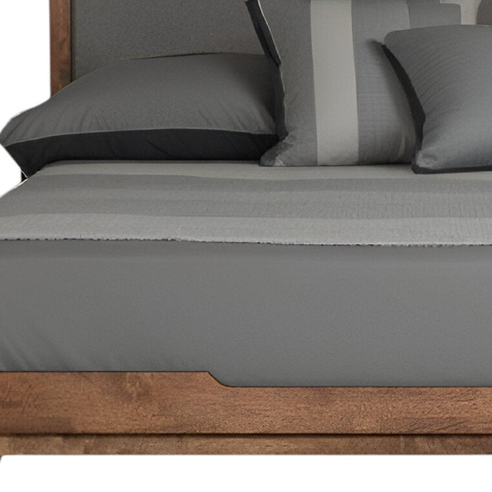 Gray and Brown Wood And Linen King Bed Frame HomeRoots
