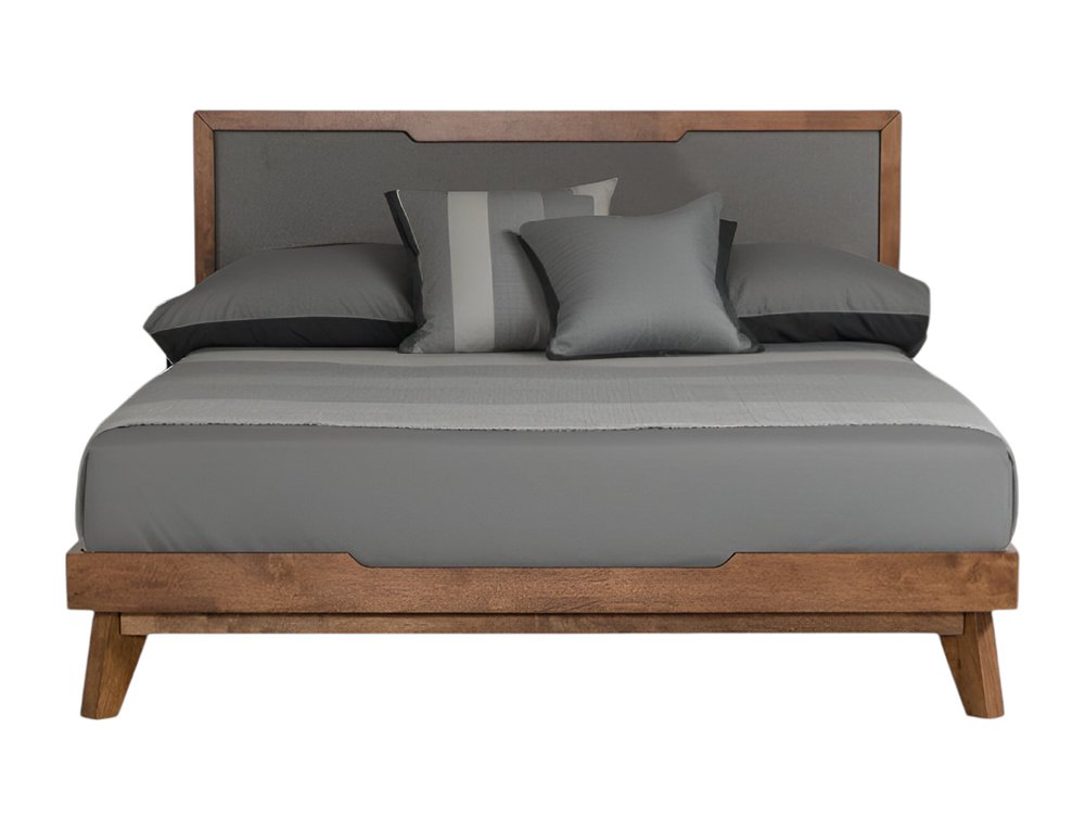 Gray and Brown Wood And Linen California King Bed Frame HomeRoots