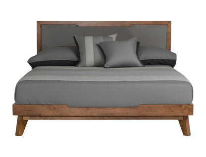 Gray and Brown Wood And Linen California King Bed Frame HomeRoots