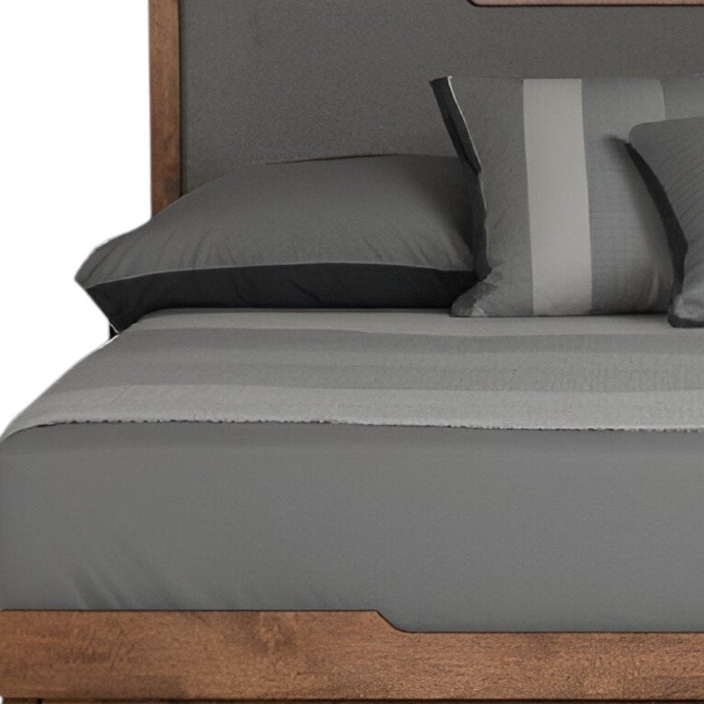 Gray and Brown Wood And Linen California King Bed Frame HomeRoots