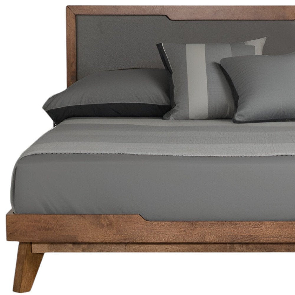 Gray and Brown Wood And Linen California King Bed Frame HomeRoots