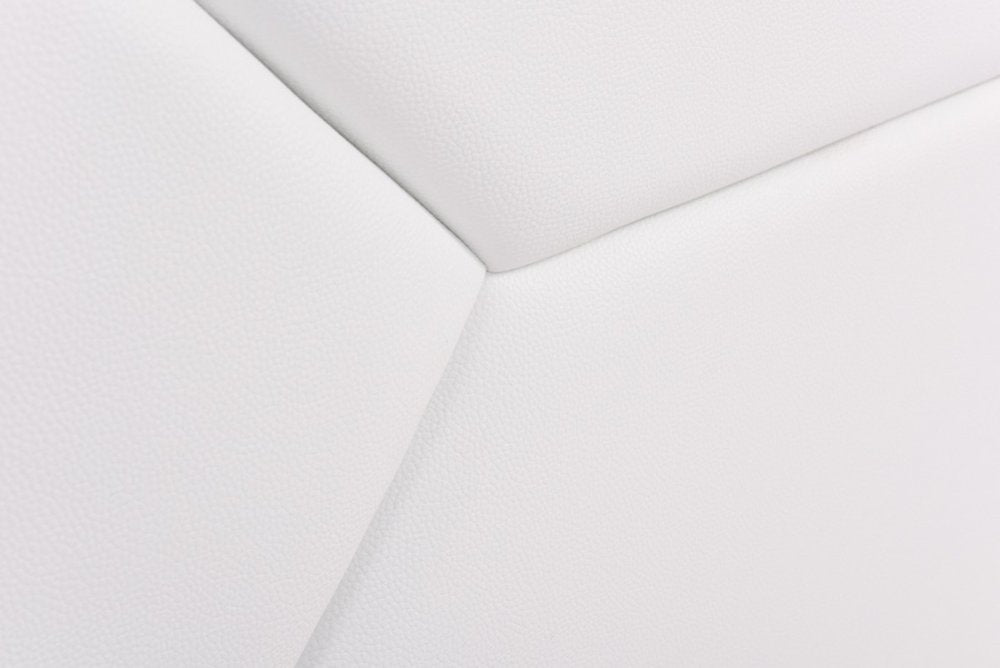 White Tufted Faux Leather Upholstered Queen Bed Frame — view 5