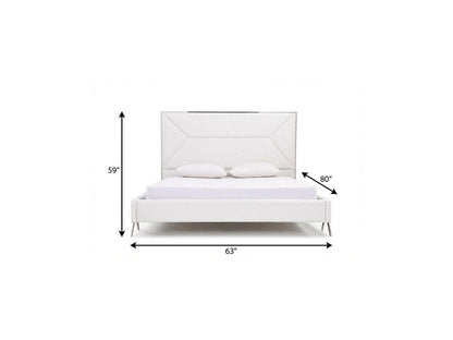 White Tufted Faux Leather Upholstered Queen Bed Frame