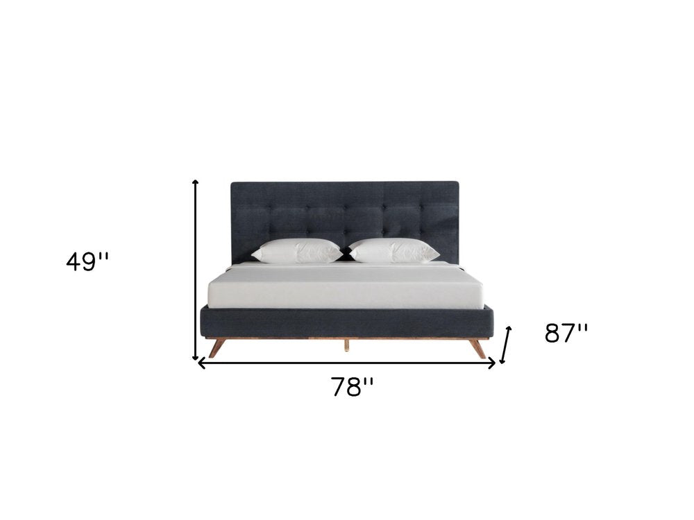 Gray and Brown Wood And Tufted Polyester King Bed Frame HomeRoots