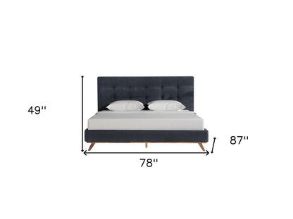 Gray and Brown Wood And Tufted Polyester King Bed Frame HomeRoots
