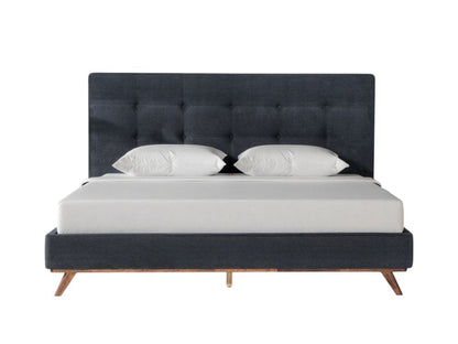 Gray and Brown Wood And Tufted Polyester King Bed Frame HomeRoots