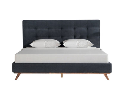 Gray and Brown Wood And Tufted Polyester King Bed Frame HomeRoots
