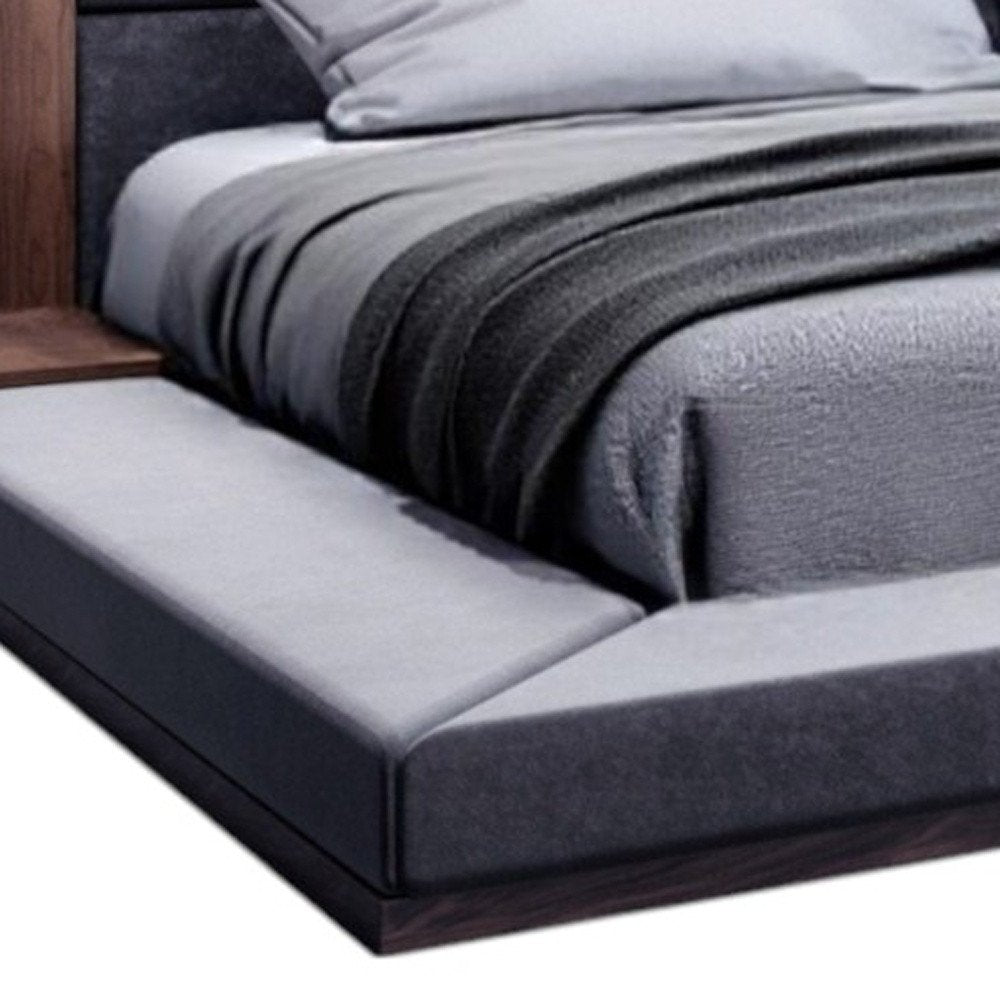 Brown and Gray Wood Upholstered King Bed Frame HomeRoots