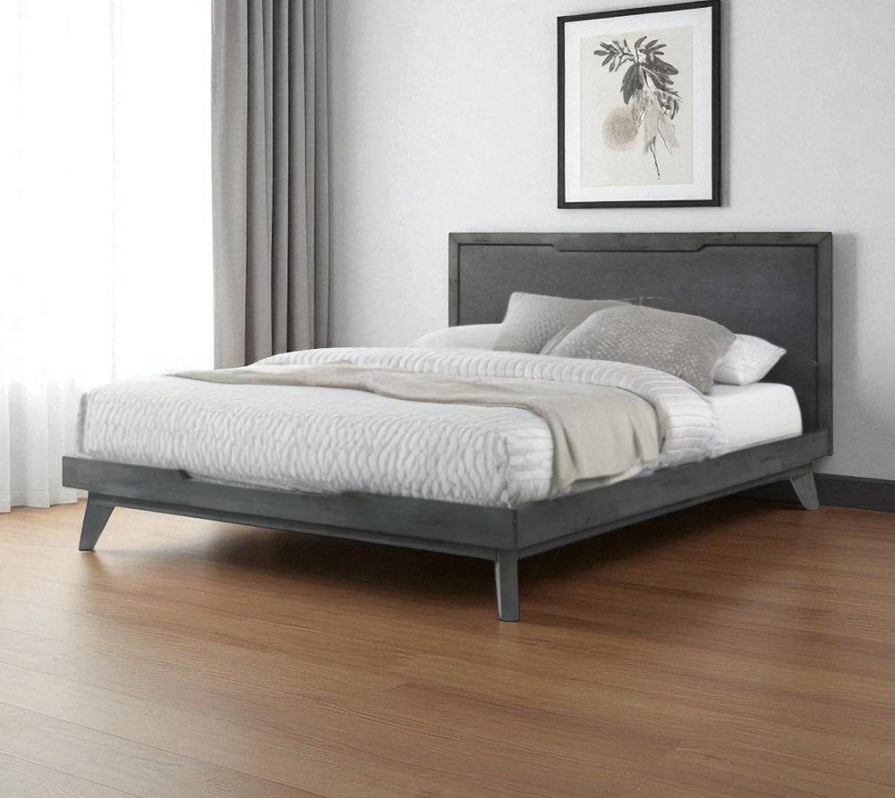 Gray Wood And Linen Queen Bed Frame HomeRoots
