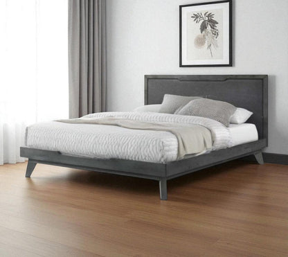 Gray Wood And Linen Queen Bed Frame HomeRoots