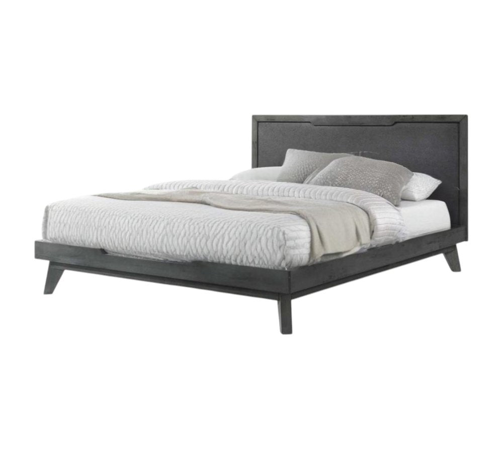 Gray Wood And Linen Queen Bed Frame HomeRoots
