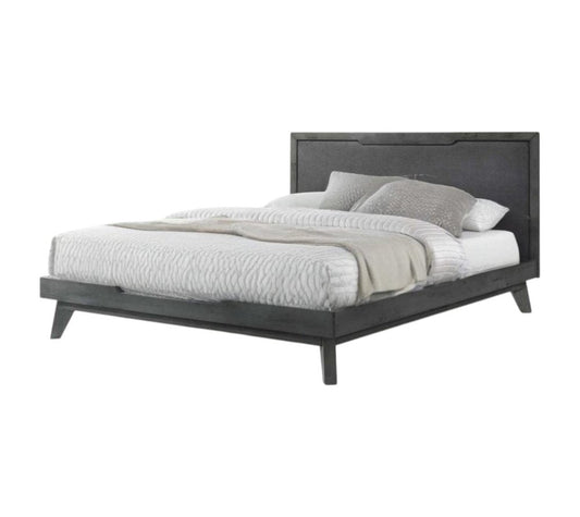 Gray Wood And Linen Queen Bed Frame HomeRoots