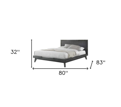 Gray Wood And Linen King Bed Frame