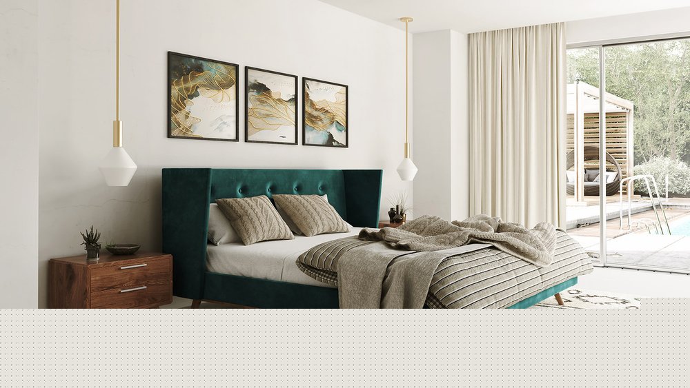 Green Wood And Tufted Velvet King Bed Frame HomeRoots