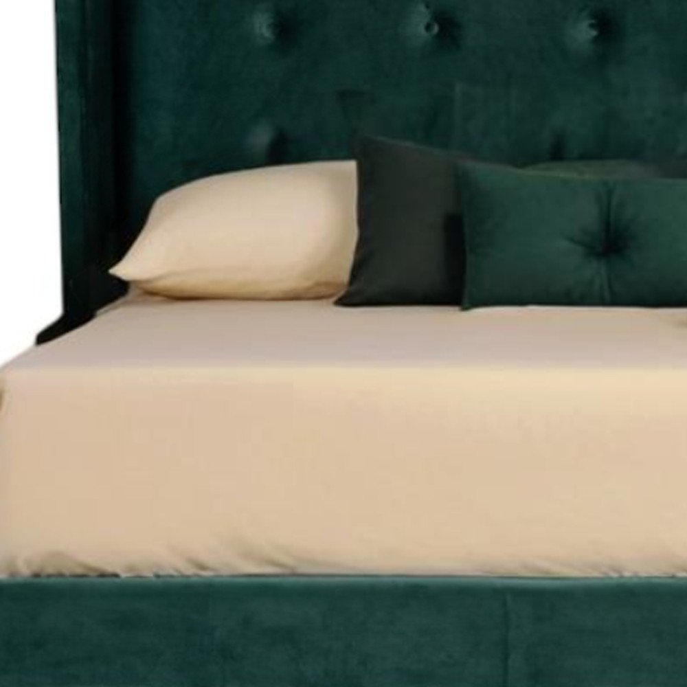 Green Wood And Tufted Velvet King Bed Frame HomeRoots
