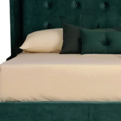 Green Wood And Tufted Velvet King Bed Frame HomeRoots