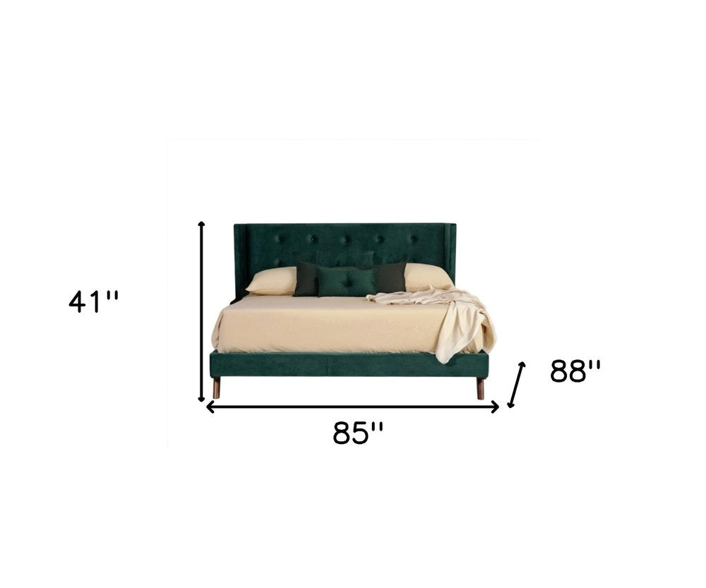 Green Wood And Tufted Velvet King Bed Frame HomeRoots