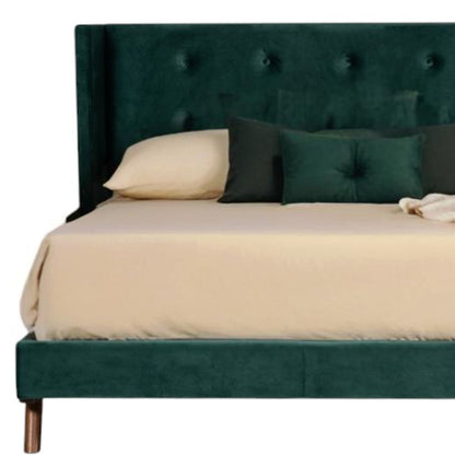 Green Wood And Tufted Velvet King Bed Frame HomeRoots