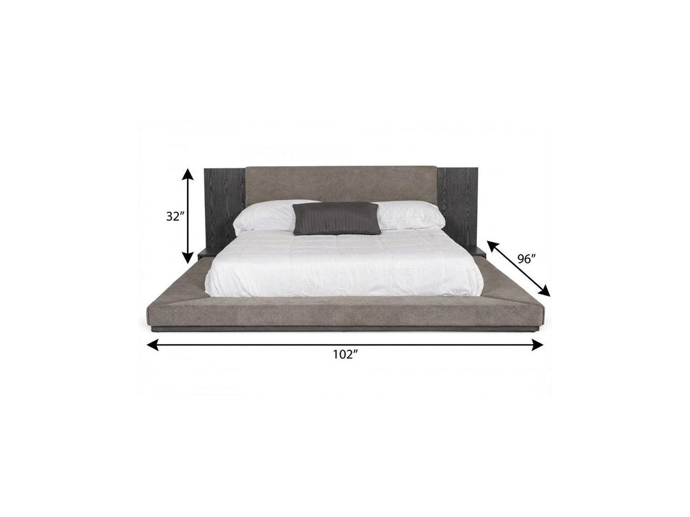 Dark Gray Upholstered King Bed Frame HomeRoots